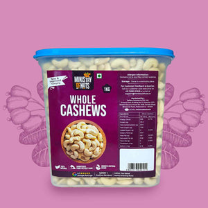 Premium Cashews 1 KG (Whole Cashews/Kaju) FREE Container