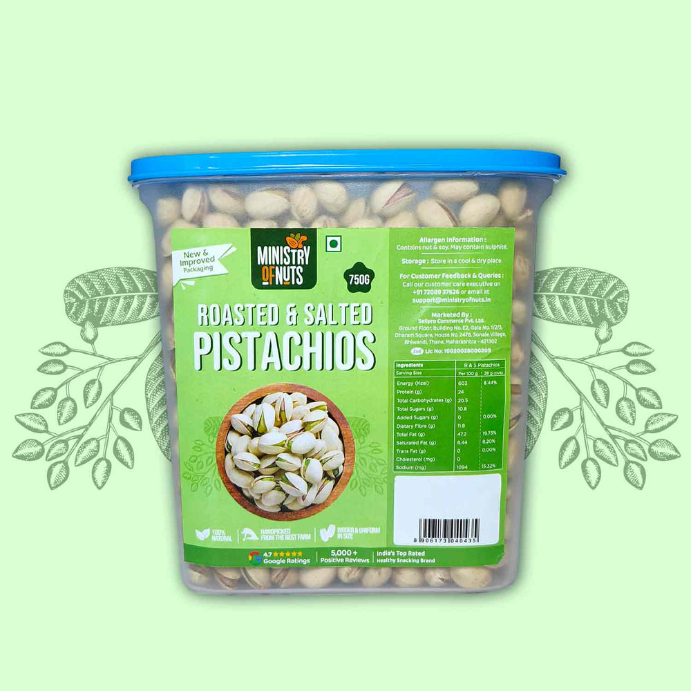 Roasted & Salted Pistachios 750 Grams (Pista) | FREE Container