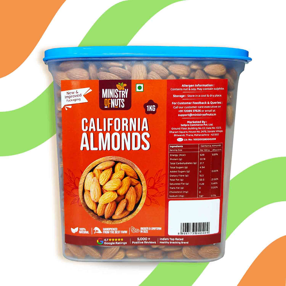 Premium California Almonds 1 KG (Badaam/Badam) FREE Container