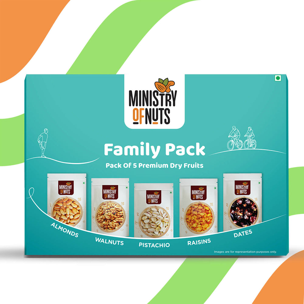 Family Pack of 5 Premium Dry Fruits I Blue I 750g I Combo Pack