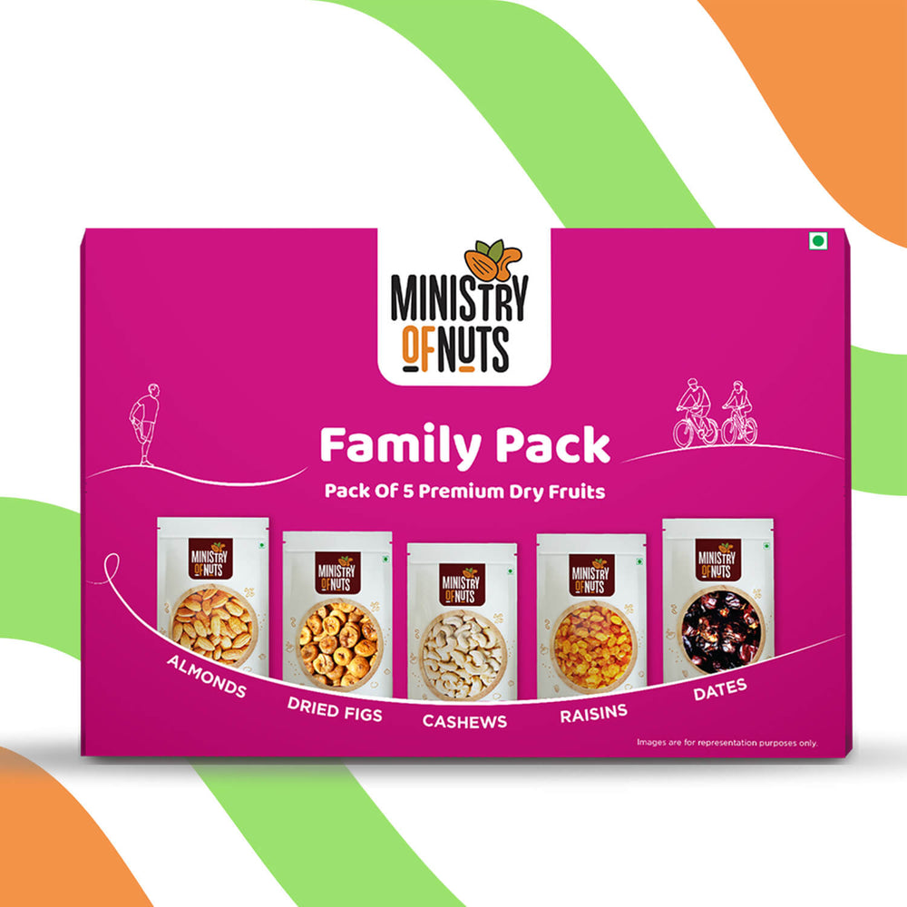 Family Pack of 5 Premium Dry Fruits I Magenta I 750g I Dry Fruits Box