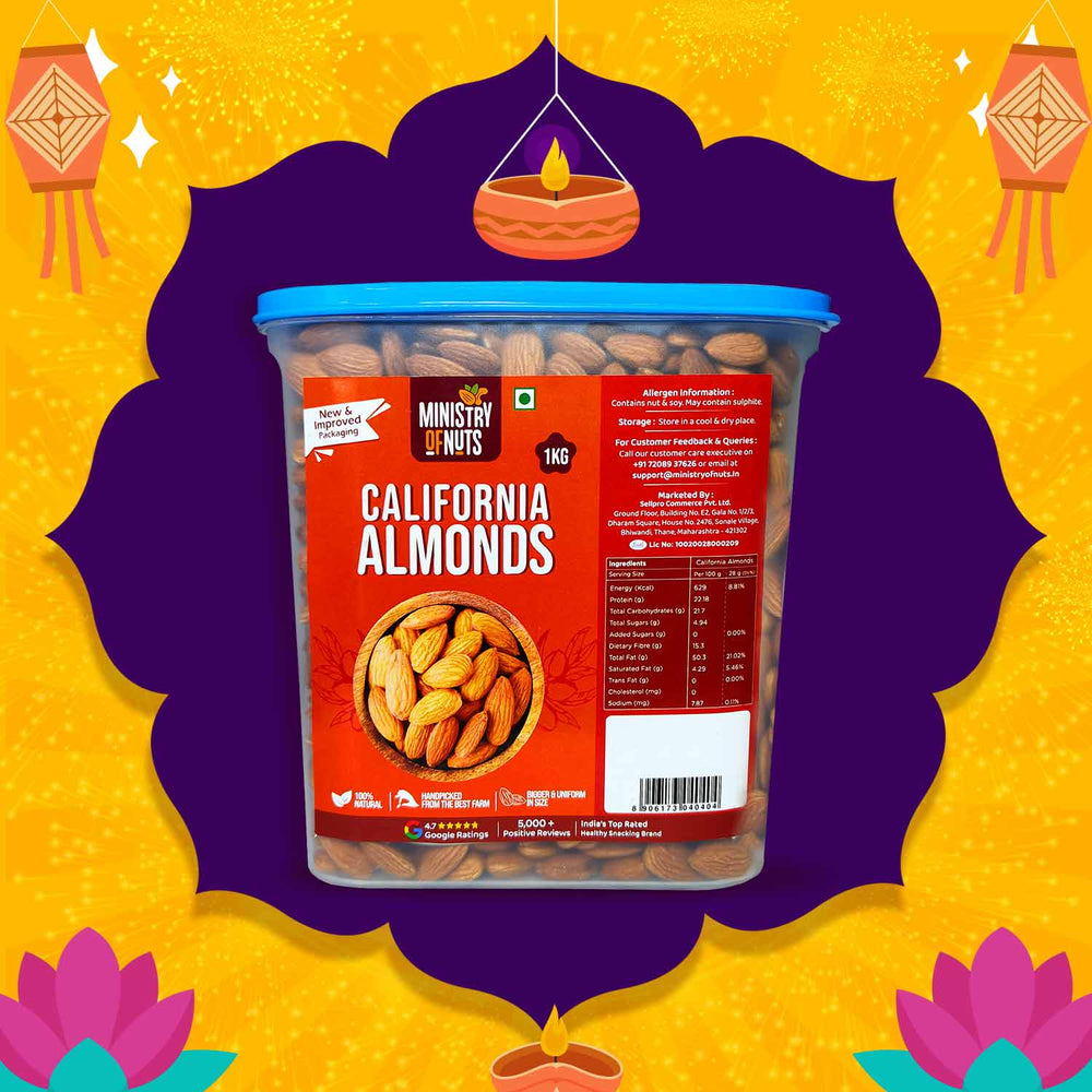 Premium California Almonds 1 KG (Badaam/Badam) FREE Container