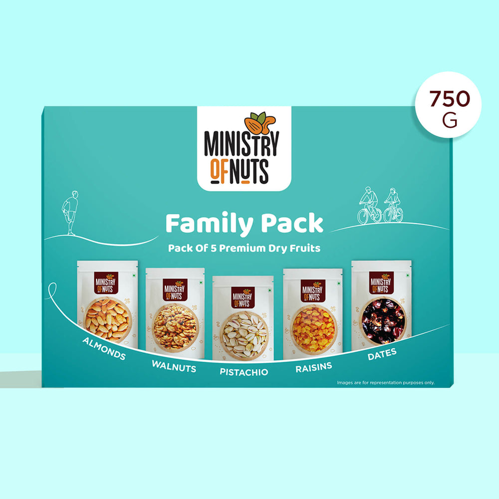 Family Pack of 5 Premium Dry Fruits I Blue I 750g I Combo Pack