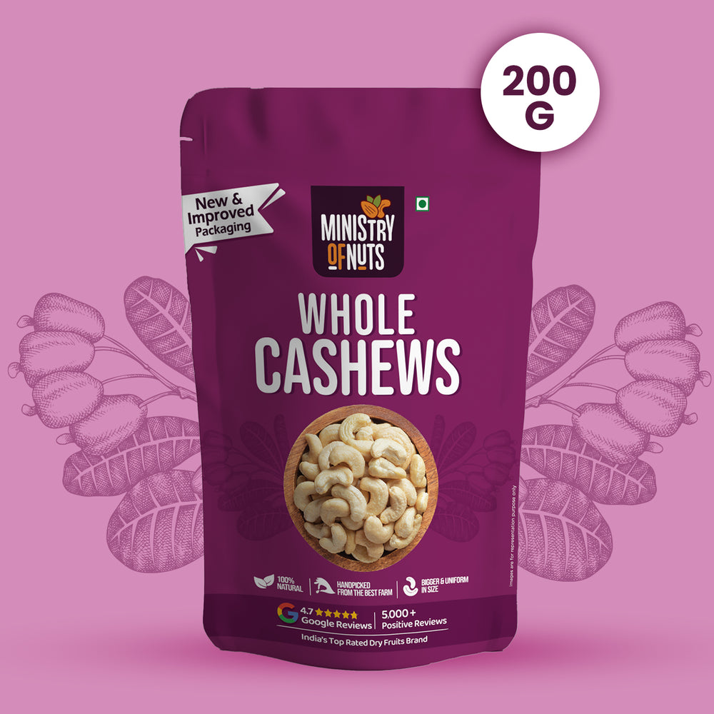 Ministry Of Nuts Pack of 3 Premium Dry Fruits California Almonds 200g, Whole Cashew Nuts 200g, Dates 200g Total 600g
