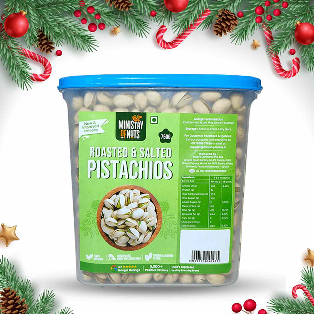 Roasted & Salted Pistachios 750 Grams (Pista) | FREE Container