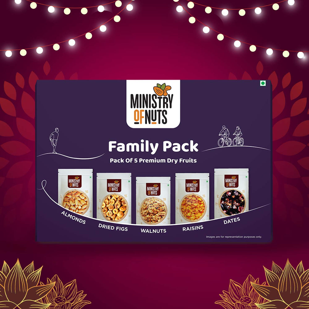 Family Pack of 5 Premium Dry Fruits I Purple | 750g | Gift Pack