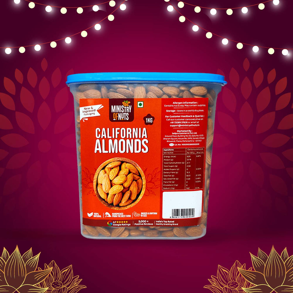 Premium California Almonds 1 KG (Badaam/Badam) FREE Container