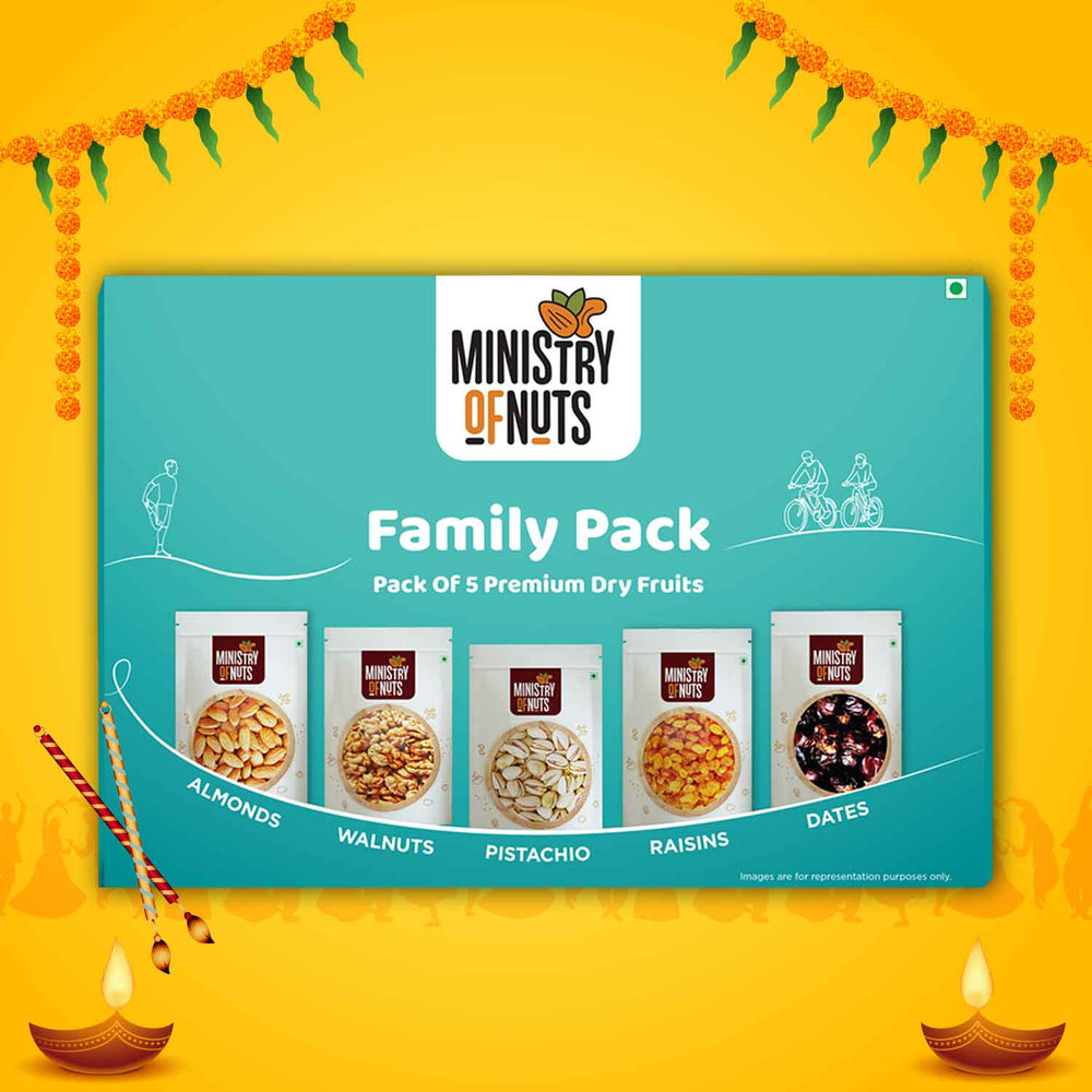 Family Pack of 5 Premium Dry Fruits I Blue I 750g I Combo Pack