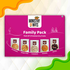 Family Pack of 5 Premium Dry Fruits I Magenta I 750g I Dry Fruits Box