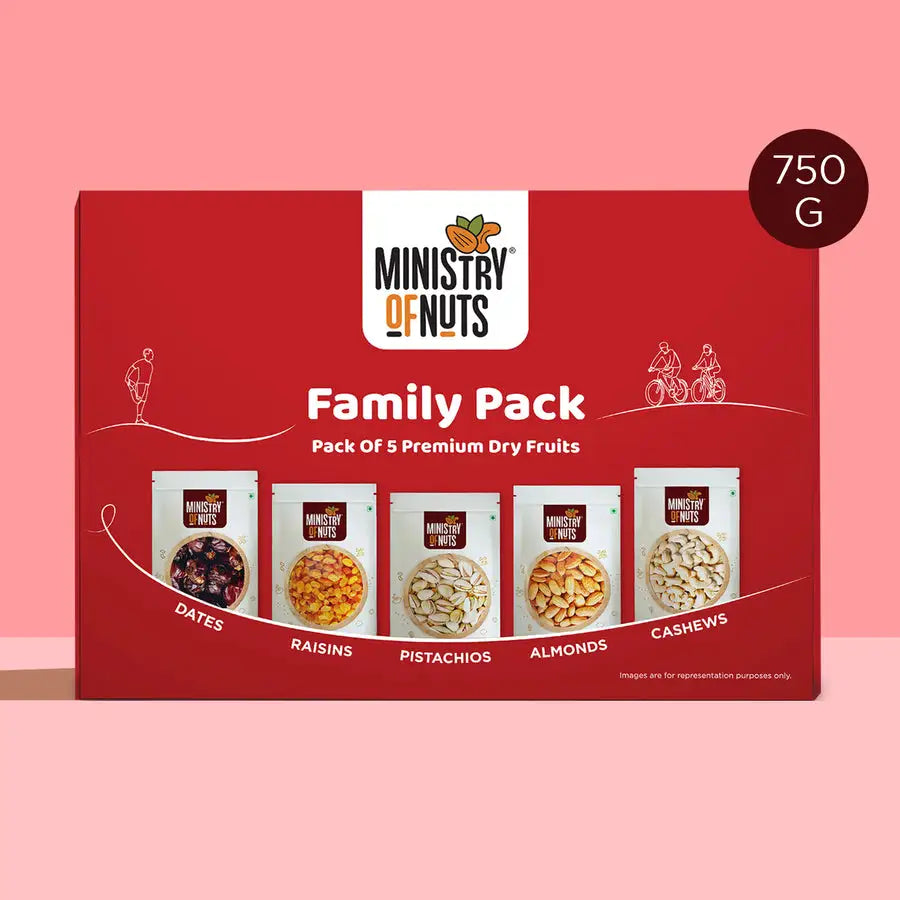 Panchmeva - Family Pack Of 5 Premium Dry Fruits 750 Grams | Red