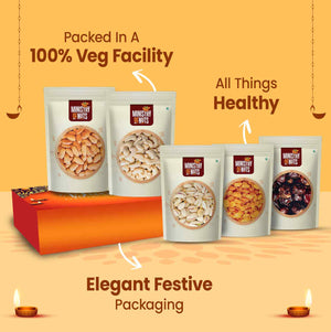 Family Pack of 5 Premium Dry Fruits I Red | 750g with Golden Pattern Sleeves.