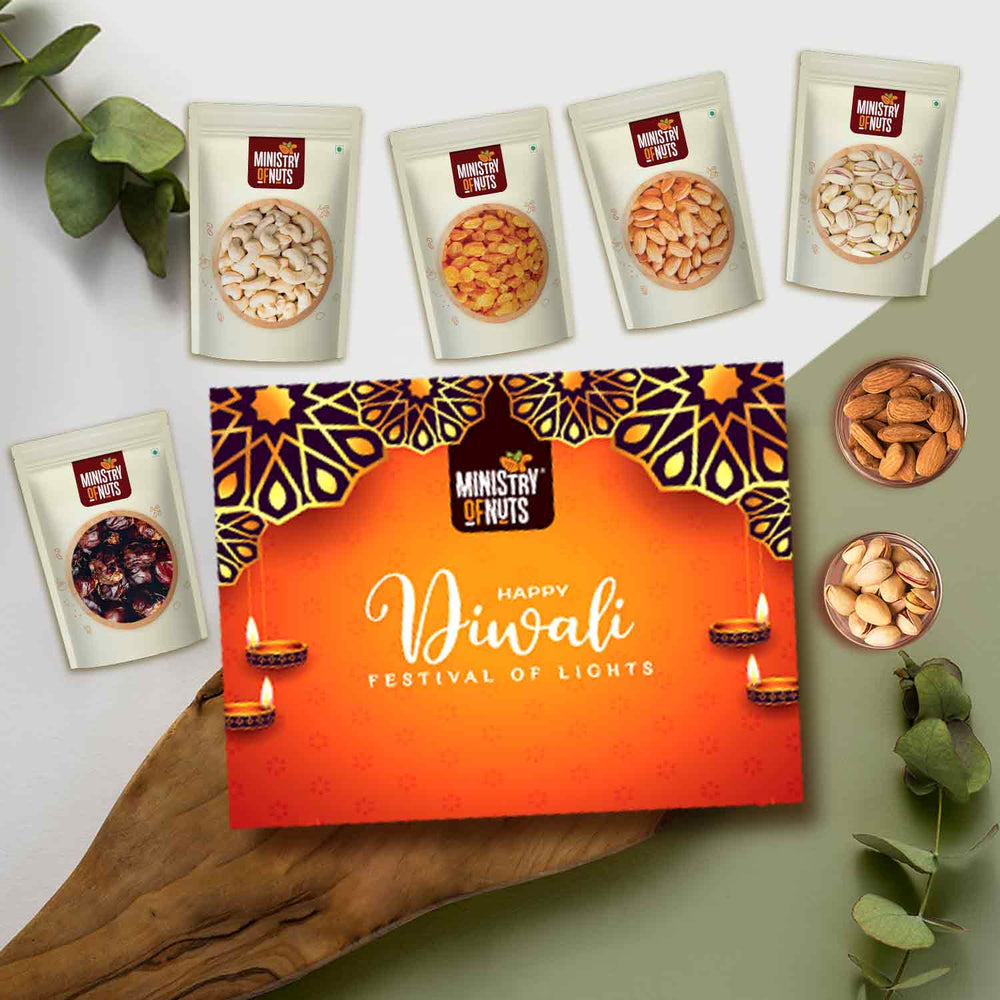 Family Pack of 5 Premium Dry Fruits I Red | 750g with Golden Pattern Sleeves.