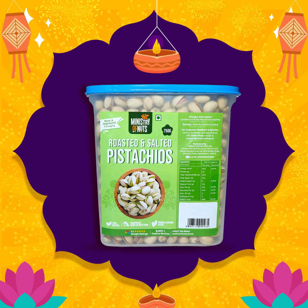 Roasted & Salted Pistachios 750 Grams (Pista) | FREE Container