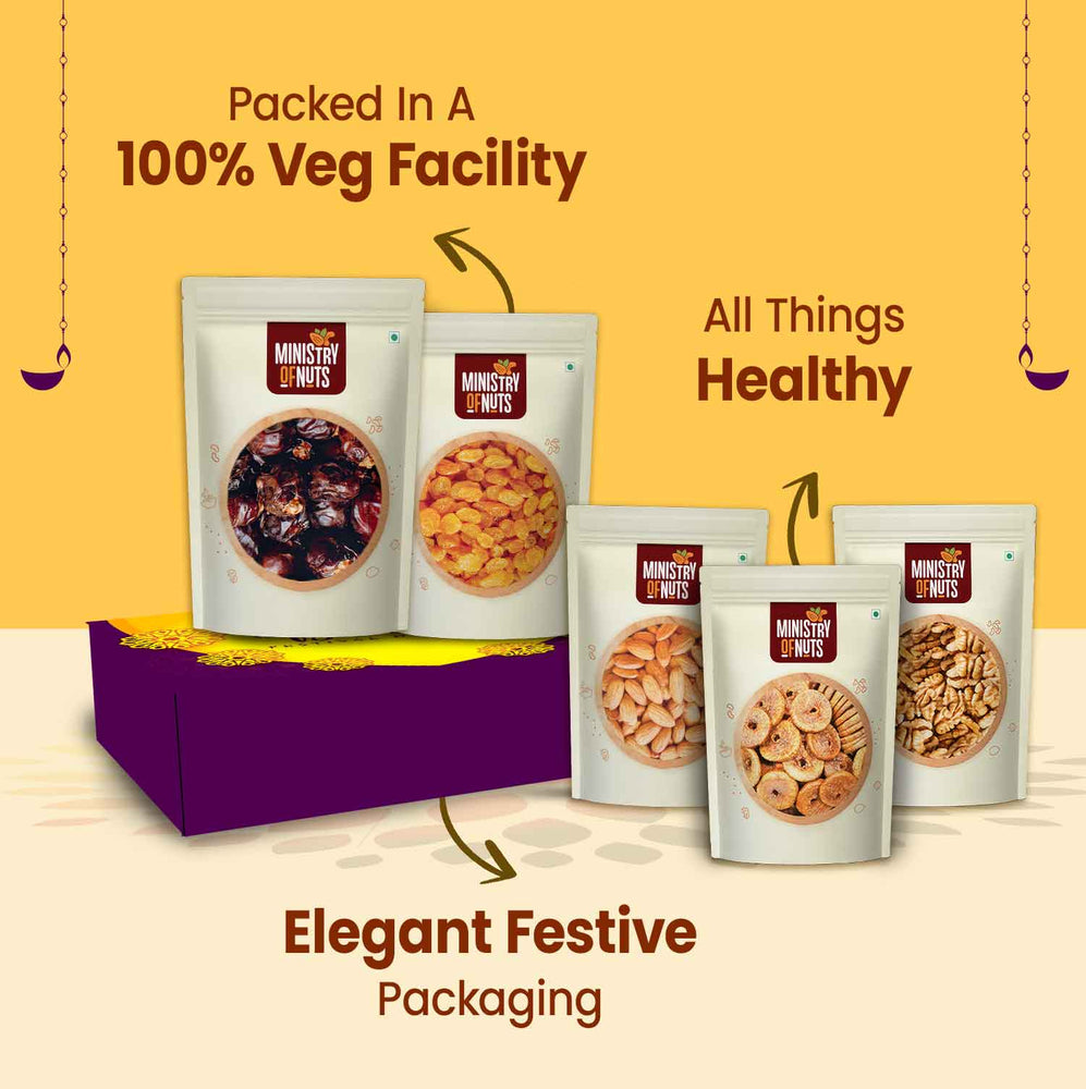 Family Pack of 5 Premium Dry Fruits I Purple | 750g with Purple Chakra Sleeves.