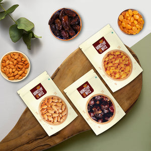 W (FEB18) Pack of 3 California Almonds (200 g) + Seedless Raisins (200g) + Dates (200g) 600g