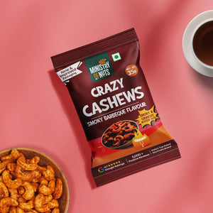 Pack Of 6 Crazy Cashews Smoky Barbeque Flavour 210g  | BBQ Flavour Cashews