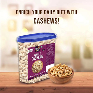 Premium Cashews 1 KG (Whole Cashews/Kaju) FREE Container(B)