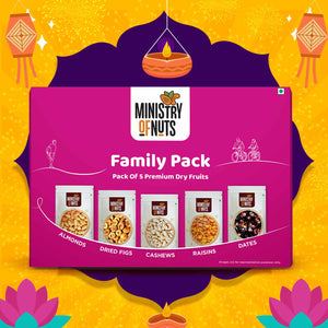 Family Pack of 5 Premium Dry Fruits I Magenta I 750g I Dry Fruits Box