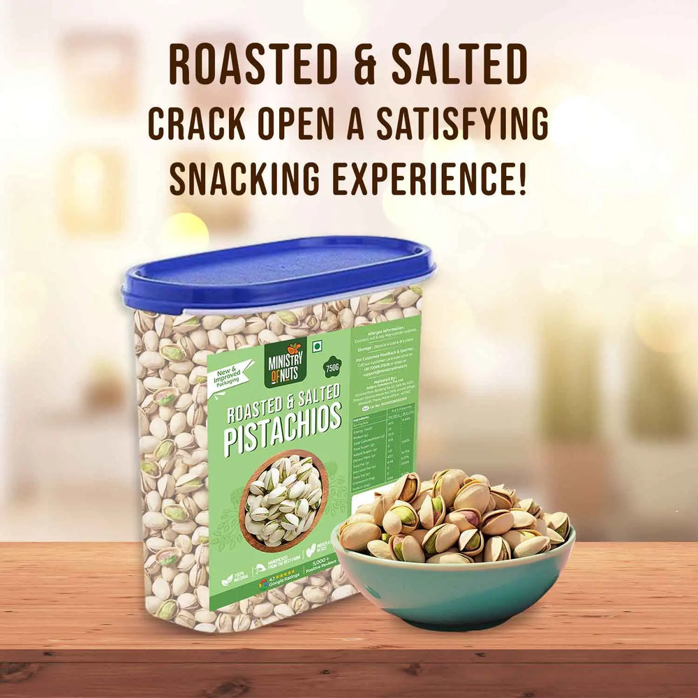 Roasted & Salted Pistachios 750 Grams (Pista) | FREE Container(B)