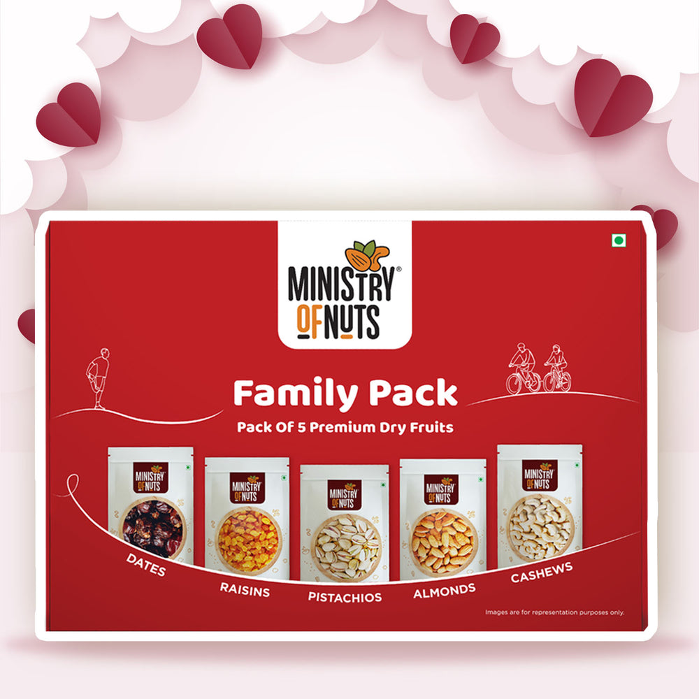 
            
                Load image into Gallery viewer, Panchmeva - Family Pack Of 5 Premium Dry Fruits 750 Grams | Red | Floater
            
        