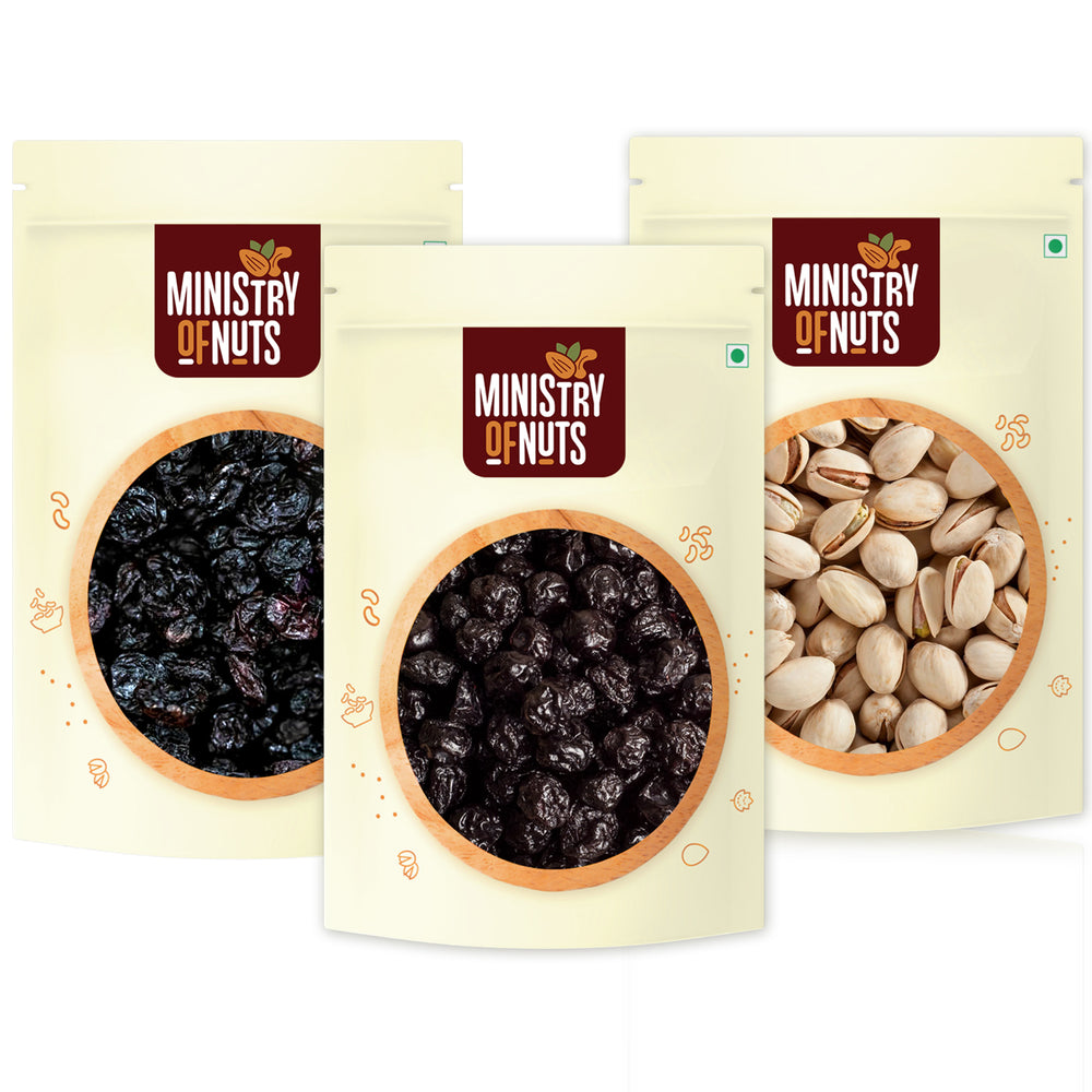 Pack of 3 Black Raisins, Blueberry & Roasted and Salted Pistachio (300g)