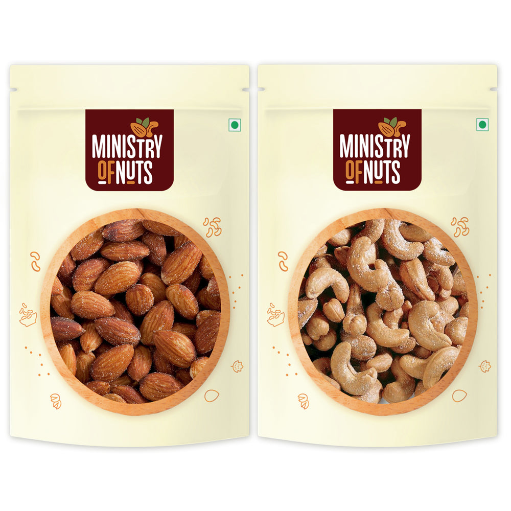 
            
                Load image into Gallery viewer, Pack of 2 Roasted &amp;amp; Salted Almonds and Roasted &amp;amp; Salted Cashews (200g)
            
        