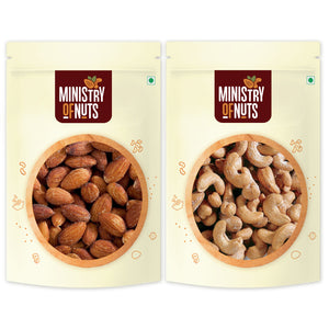 
            
                Load image into Gallery viewer, Pack of 2 Roasted &amp;amp; Salted Almonds and Roasted &amp;amp; Salted Cashews (200g)
            
        