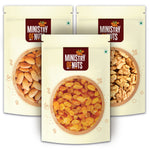 Pack of 3 California Almonds (200 g) + Seedless Raisins (200g) + Walnuts (125g) 525g