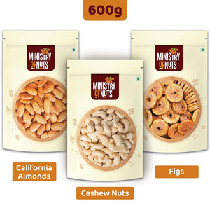 (FL) Pack of 3 California Almonds (200g) + Whole Cashew Nuts (200g) + Dried Figs (200g) 600g