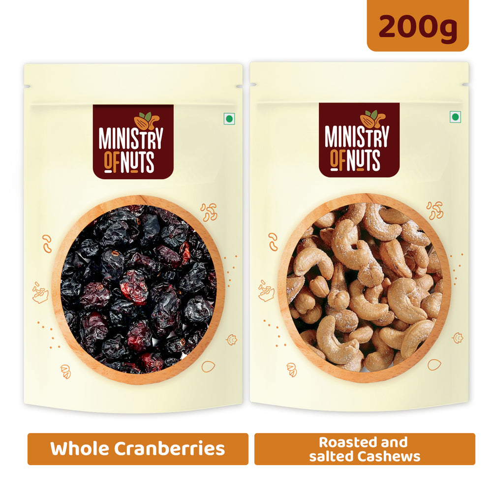 
            
                Load image into Gallery viewer, Pack of 2 Whole Cranberries &amp;amp; Roasted and Salted Cashews (200g)
            
        