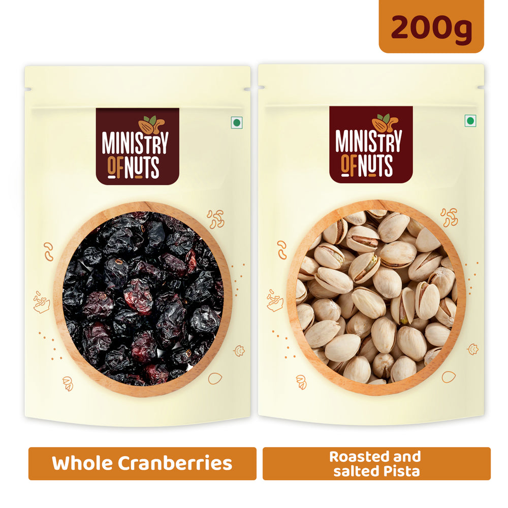
            
                Load image into Gallery viewer, Pack of 2 Whole Cranberries &amp;amp; Roasted and Salted Pistachios (200g)
            
        
