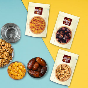 Pack of 3 Seedless Raisins (200g) + Dates (200g) + Walnuts (125g) 525g